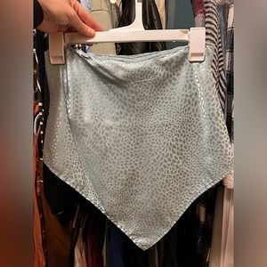 Aqua Blue Strapless Bandana Crop Top with Open Back